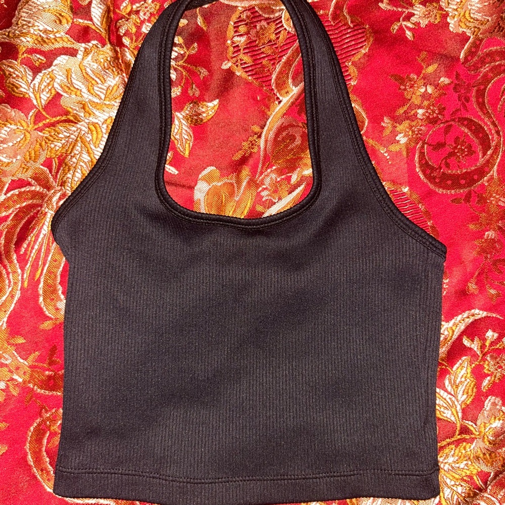 Black Ribbed Women's Crop Top